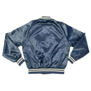 Brigham young university cougars bomber navy satin varsity jacket 2