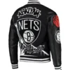 Brooklyn nets full snap black varsity jacket