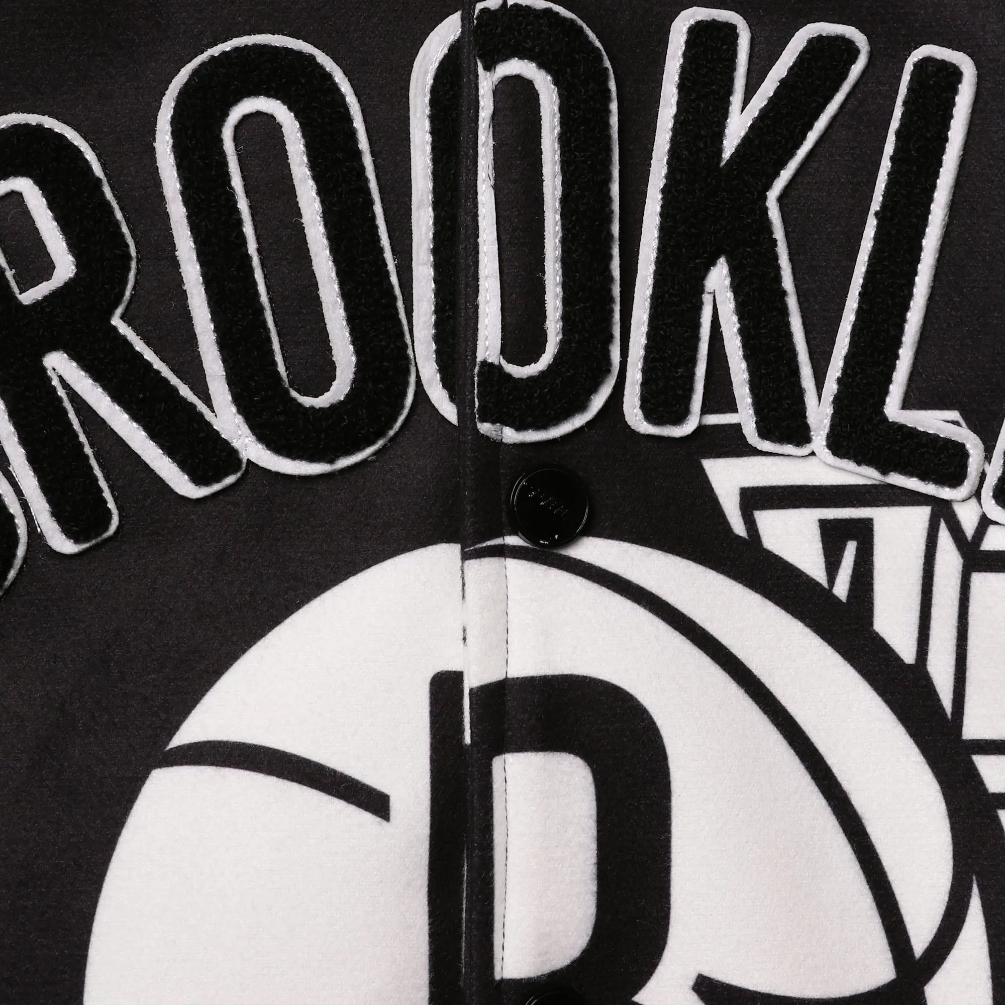 Brooklyn nets full snap black wool varsity jacket