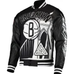 Brooklyn Nets Full-Snap Wool/Leather Jacket