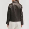 Brown womens concealed zipper leather jacket