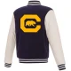 California golden navy white wool leather varsity jacket 3