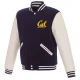 California golden navy white wool leather varsity jacket 4