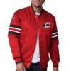 Carolina hurricanes starter scout red satin varsity jacket 1