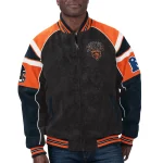 Chicago Bears Black Raglan Suede Leather Jacket