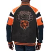 Chicago bears g iii sports by carl banks raglan black leather varsity jacket