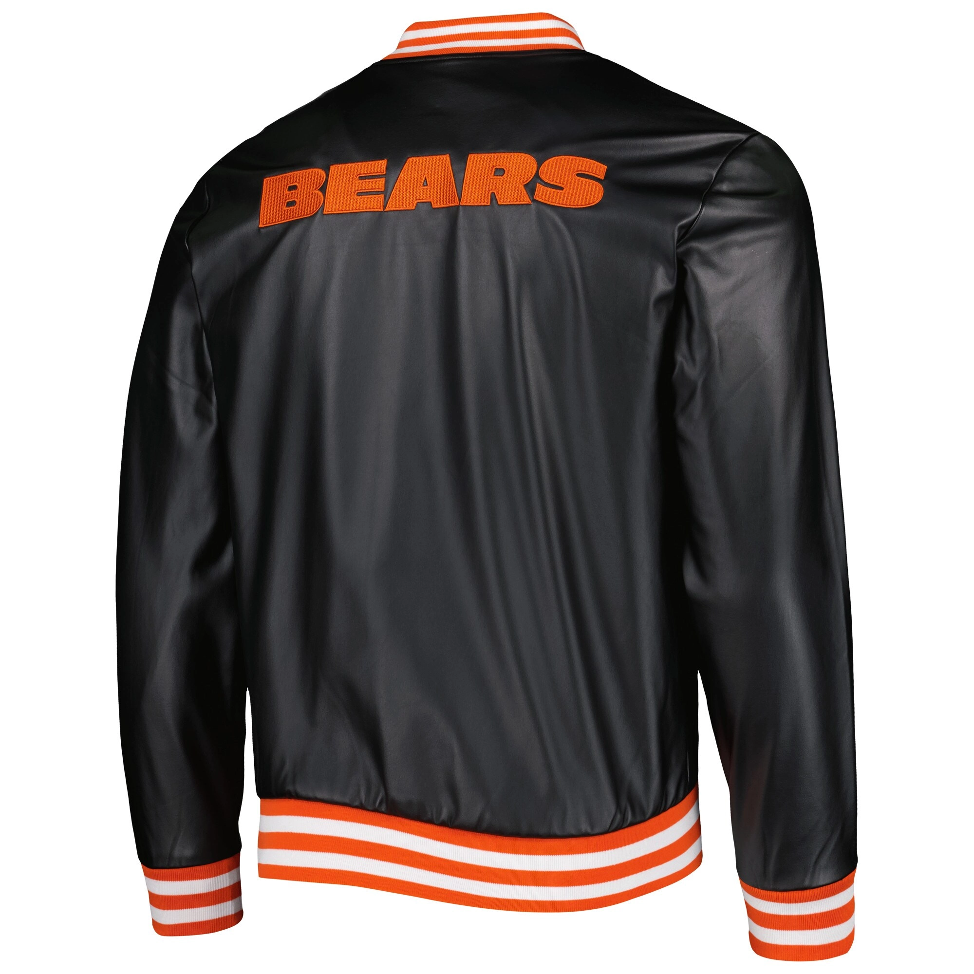 Chicago bears the wild collective metallic bomber black polyester varsity jacket 1
