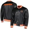 Chicago bears the wild collective metallic bomber black polyester varsity jacket 3