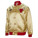 Chicago Bulls Fashion Lightweight Full-Snap Gold Satin Jacket