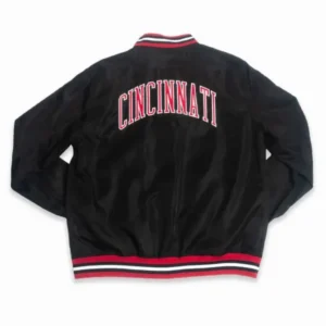 Cincinnati bearcats script bomber black satin varsity jacket 2