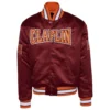 Claflin university full snap maroon satin varsity jacket