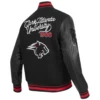 Clark atlanta panthers classic black wool leather varsity jacket