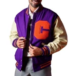 Clemson Tigers Ceremony Letterman Purple Wool/Leather Jacket