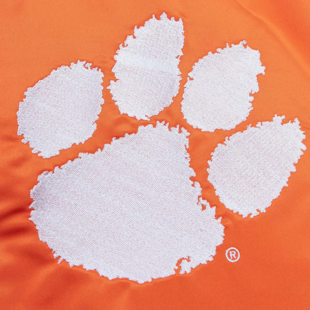 Clemson tigers cooperstown full snap satin varsity jacket