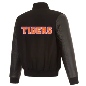 Clemson tigers two tone black wool leather varsity jacket 2