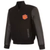 Clemson tigers two tone black wool leather varsity jacket 3