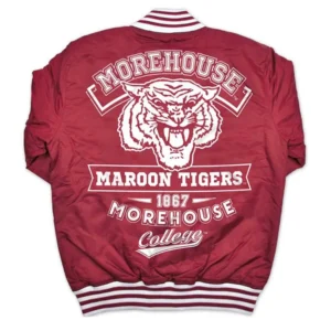 College morehouse tigers maroon satin varsity jacket 1