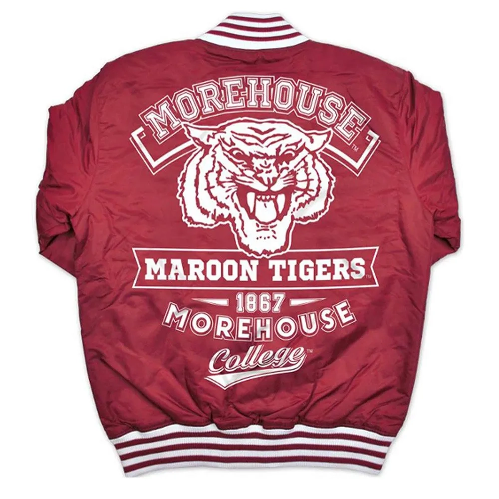 College morehouse tigers maroon satin varsity jacket 1