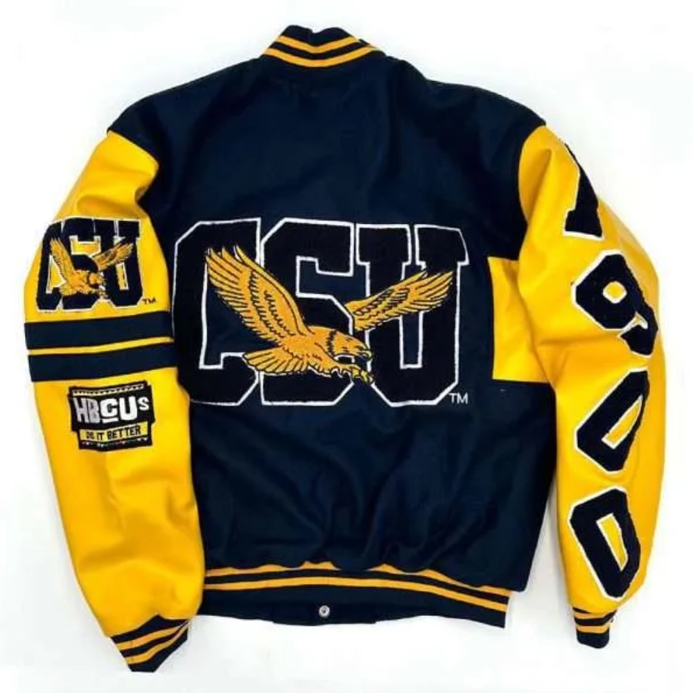 Coppin state eagles letterman wool leather varsity jacket