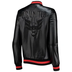 Dc united the wild collective womens black polyester varsity jacket