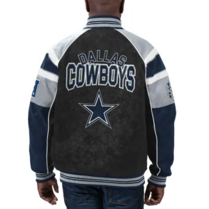Dallas cowboys g iii sports by carl banks raglan black leather varsity jacket