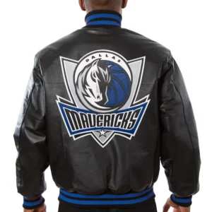 Dallas mavericks team players black leather varsity jacket 1 1 1