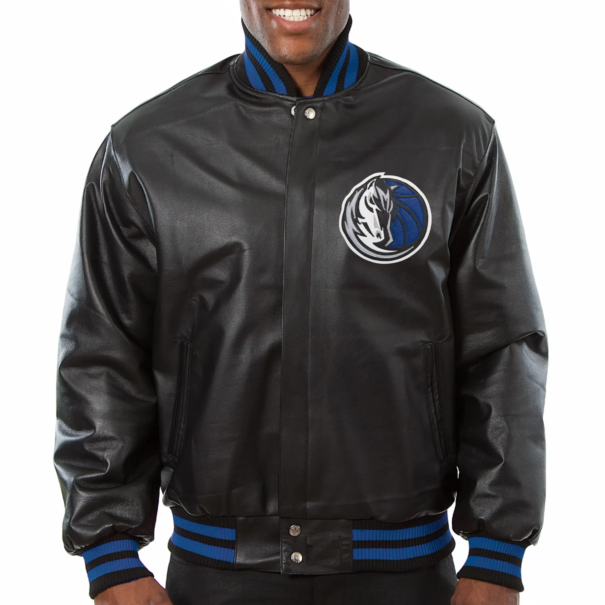 Dallas mavericks team players black leather varsity jacket 1 1