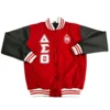 Delta sigma theta ole skool redblack letterman wool leather varsity jacket 1