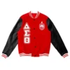 Delta sigma theta ole skool redblack letterman wool leather varsity jacket 2