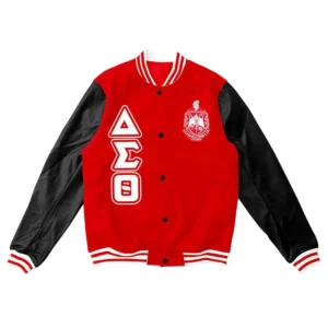 Delta sigma theta ole skool redblack letterman wool leather varsity jacket 2