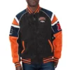 Denver broncos g iii sports by carl banks raglan blackorange leather varsity jacket 1