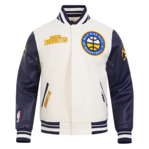 Denver nuggets retro classic wool leather varsity jacket