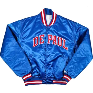 Depaul blue demons 80s bomber blue satin varsity jacket 1