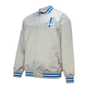 Detroit lions double down gray satin varsity jacket 1