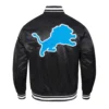 Detroit lions retro classic full snap black satin jacket