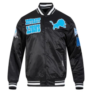 Detroit lions retro classic full snap satin jacket