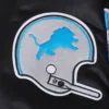 Detroit lions retro classic full snap satin jacket helmet patch logo