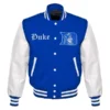 Duke blue devils bluewhite wool leather satin varsity jacket 4