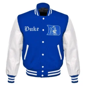 Duke blue devils bluewhite wool leather satin varsity jacket 4