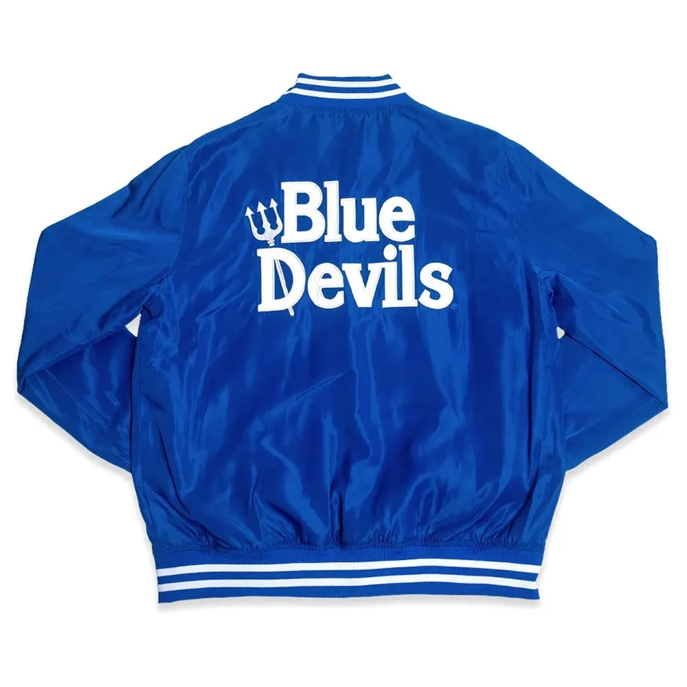 Duke blue devils bomber blue satin varsity jacket 3