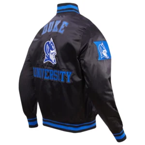 Duke blue devils classic full snap black satin jacket