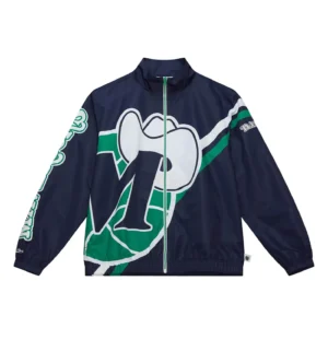 Exploded logo warm up jacket dallas mavericks