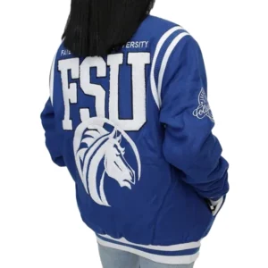Fayetteville state blue satin varsity jacket 1