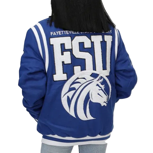 Fayetteville state blue satin varsity jacket 2
