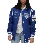 Fayetteville State Broncos Women's Full-Snap Blue Satin Jacket