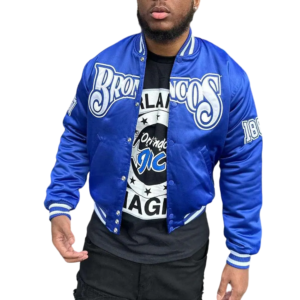 Fayetteville state university blue satin varsity jacket 1