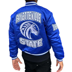 Fayetteville state university blue satin varsity jacket 2