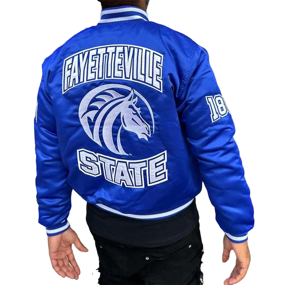 Fayetteville state university blue satin varsity jacket 2