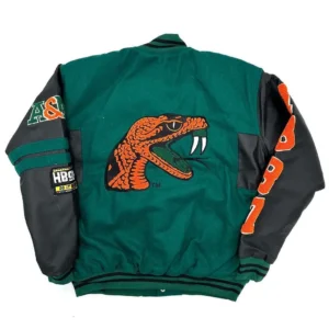 Florida am rattlers ole skool letterman green wool leather varsity jacket 2