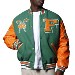 Florida A&M Rattlers Remix Green Wool/Leather Jacket